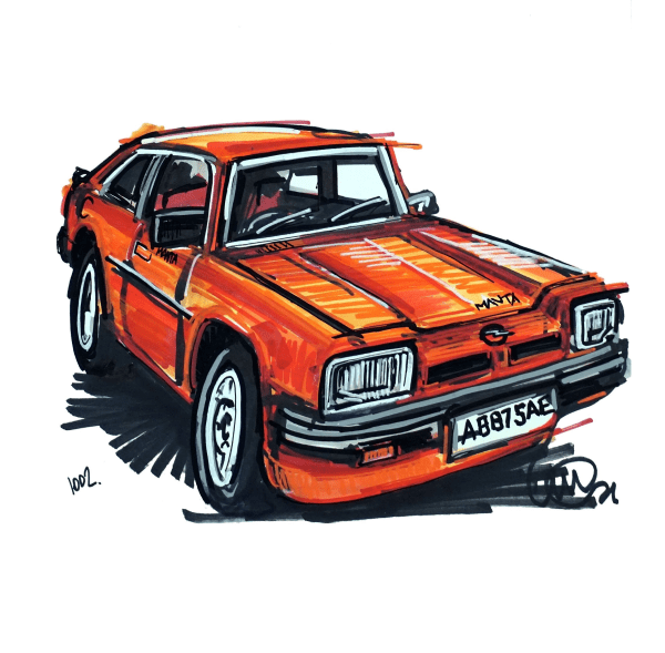 Ian Cook's drawing of the Opel Manta