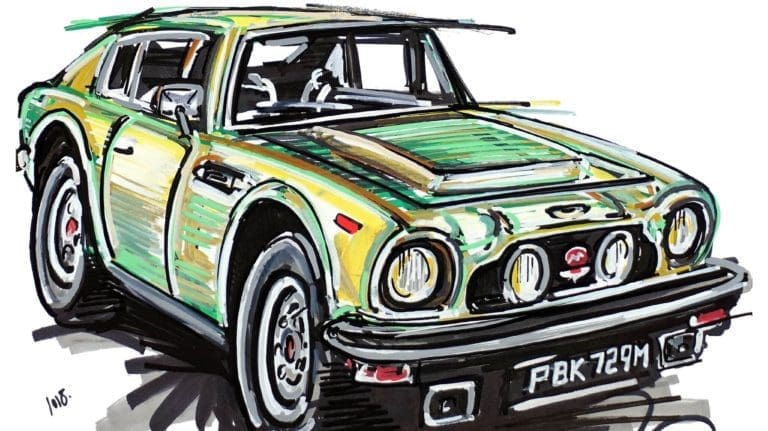 The Aston Martin drawn by Ian Cook @POPBANGCOLOUR