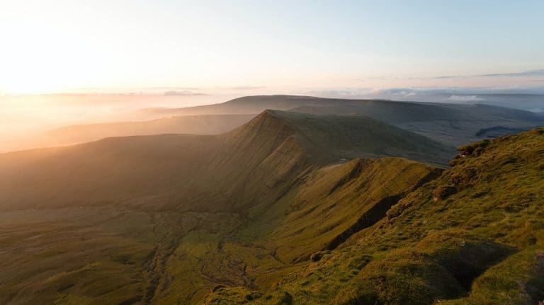 Pen y Fan in the Brecon Beacons Cambrian Way driving route UK