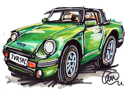 Ian Cook's drawing of TVR S4C in Cooper Green