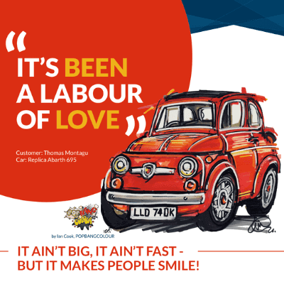 Thomas Montagu and his replica Abarth 695 ad - Heritage Customer Stories Project