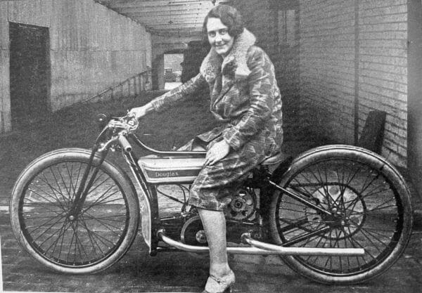Fay Taylour on a Douglas motorbike