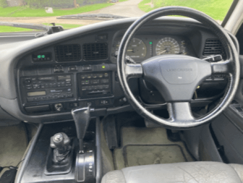 Interior of green 1993 Toyota Land Cruiser