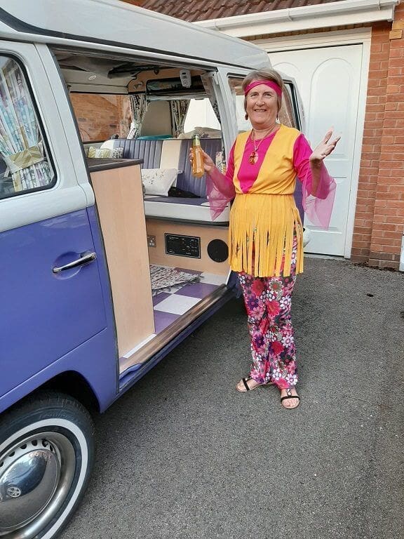 Member Ann Easton dressed in style for the 'Together while apart' solstice event